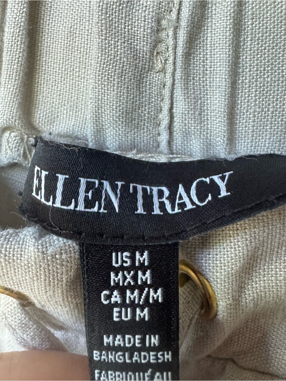 Ellen Tracy women’s Linen Drawstring Pants - Cream - Picture 4 of 5